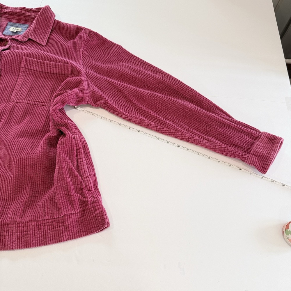 LL Bean Berry Pink Comfort Corduroy Relaxed Button Shirt Shacket Pockets Size XL - Picture 10 of 12